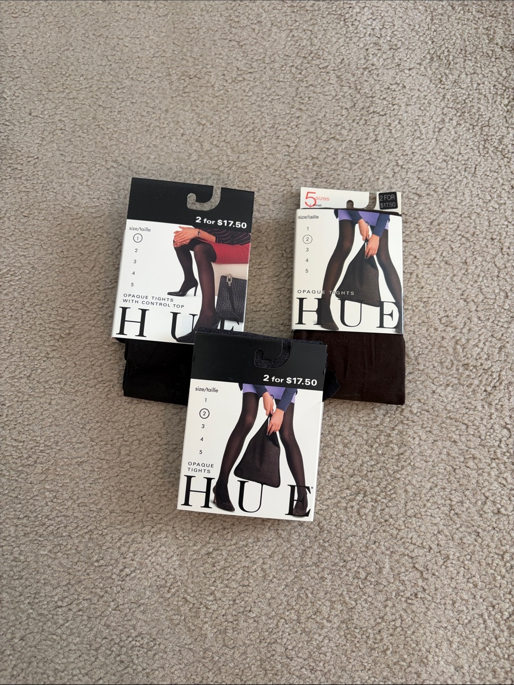 HUE Women's Opaque Tights in Black and Brown